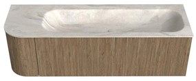 Mondiaz Kurve-dlux 145cm badmeubel ronding links dusk met 1 lade en deur en wastafel big large rechts zonder kraangat ostra