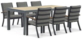 Tuinset 6 personen 214 cm Aluminium/teak Grijs Osmen Midura/Rosarno