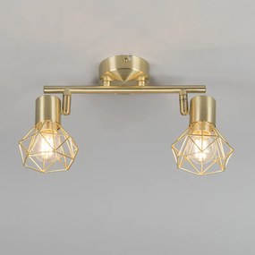 Art Deco Spot / Opbouwspot / Plafondspot messing draai- en kantelbaar 2-lichts - Mosh Modern E14 Binnenverlichting Lamp