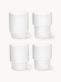 Mondgeblazen tumbler Ripple met reliëfpatroon, 200 ml, 4-delig