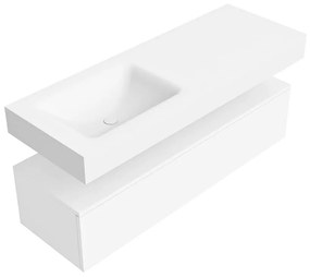Zaro Alan badmeubel 130cm talc 1 lade met vrijhangende wastafel cloud links 1 kraangat talc