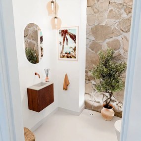 Mondiaz Joya DLux 50cm toiletmeubel ronding rechts ruby met wastafel faye links zonder kraangat opalo