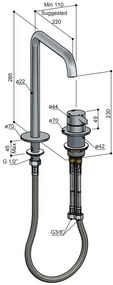 Hotbath ACE 2-gats wastafelkraan verhoogd chroom