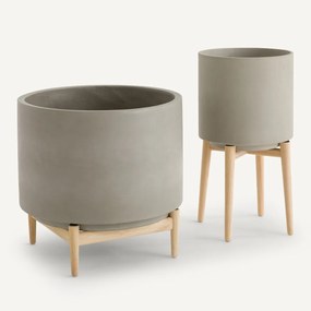 Bloempot op poot in hevea, H45cm, Florian