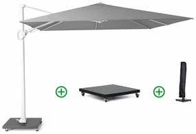 Zweefparasol  T2 wit frame 3x3m (incl. voet en hoes) Grijs-antraciet Platinum Challenger