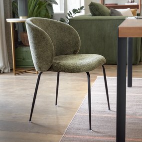 Kave Home Minna Velvet Stoel Met Ronde Rug Groen