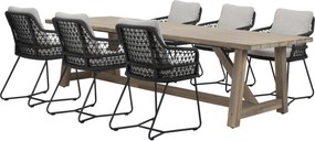 Taranto Ravello dining tuinset 250x100xH76 cm 7 delig antraciet rope acacia