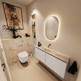 MONDIAZ TURE-DLUX 120cm toiletmeubel Linen. EDEN wastafel Frappe positie midden. Zonder kraangat. TUREDX120LINM0FRA