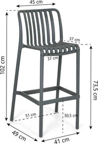 Barstoel Kunststof Grijs-antraciet Domani Furniture Alba  antracite