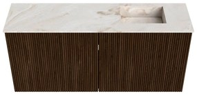 Mondiaz Joya DLux 90cm toiletmeubel walnut met wastafel faye rechts 1 kraangat frappe