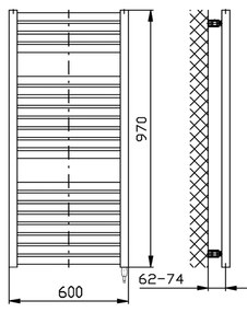Sapho Tondi elektrische radiator zwart mat 60x97cm 400W
