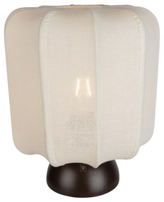 Stoffen Japandi tafellamp donker brons met beige kap - NoriJapandi E27 rond Binnenverlichting Lamp