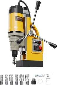 VEVOR Magnetische Boorkernboormachine 1400W φ50mm, 12800N Draagbare Elektrische Magneetboormachine met 6 Kernboren, 650rpm Boor voor Metalen Oppervlakten Industrie DIY Geel