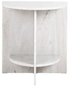 Richmond Interiors Lansky Marmeren Nachtkastje Beige Wit - 51x35x56.5cm.