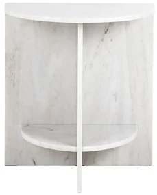 Richmond Interiors Lansky Marmeren Nachtkastje Beige Wit - 51x35x56.5cm.