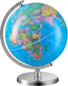 VEVOR Wereldbol met standaard, 203,2 mm educatieve geografische wereldbol met nauwkeurige tijdzone, ABS-materiaal, 360 ° roterende wereldbol voor kinderen die aardrijkskunde leren in de klas (Taal: Engels)