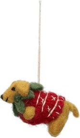 Kersthanger, vilt, teckel met kerstkrans