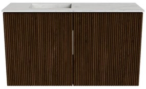 Mondiaz Joya DLux 70cm toiletmeubel walnut met wastafel faye links 1 kraangat opalo