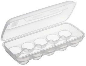504394 Eierbox voor 10 eieren, etiketteringsveld, transparant, afmetingen 27,5 x 12,3 x 7,1 cm, clip & close