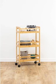 5Five Keukentrolley– Bamboe Hout – 80 x 45 x 22 cm – Bruin – Keukenkast op Wielen