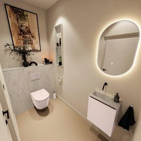 MONDIAZ TURE-DLUX 40cm toiletmeubel Rosee. EDEN wastafel Opalo positie links. Zonder kraangat. TUREDX40ROSL0OPA