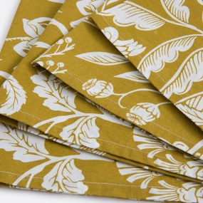 Set van 4 gewassen katoenen servetten, bloemenprint, LINDA