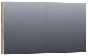 Saniclass Dual Spiegelkast - 120x70x15cm - 2 links- rechtsdraaiende spiegeldeur - MFC - Almond SK-DU120AL