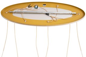 Art deco hanglamp messing met ovale plafondplaat en amber glas 6-lichts - Douglass
