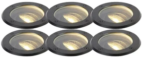 Set van 6 buiten grondspot zwart verstelbaar IP65 - Delux Modern GU10 IP65 Buitenverlichting
