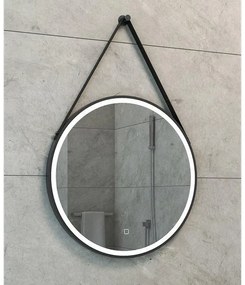 Wiesbaden Cinto spiegel rond met band, LED verlichting, dimbaar en spiegelverwarming 60 cm mat zwart 38.4177
