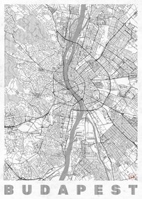 Kaart Budapest, Hubert Roguski, (30 x 40 cm)