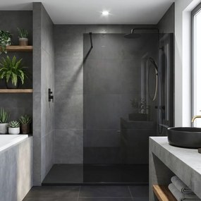 Walk-in douchewand Rea Flexi Grey / Black 140