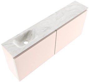 Mondiaz Ture DLux toiletmeubel 120cm rosee met wastafel ostra links zonder kraangat