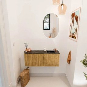 Mondiaz Joya DLux 100cm toiletmeubel ronding links oak met wastafel faye rechts 1 kraangat lava