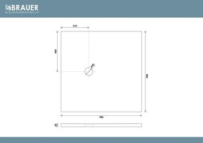 Brauer Asteroid douchevloer 90x90cm mineraalmarmer wit mat
