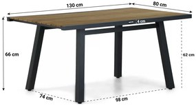 Hoek loungeset  Aluminium/teak Grijs 6 personen Lifestyle Garden Furniture Marseille