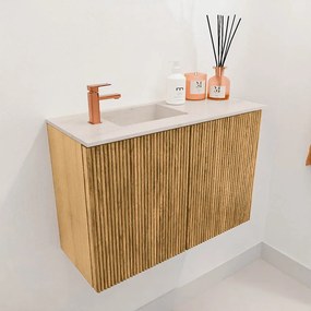 Mondiaz Joya DLux 60cm toiletmeubel oak met wastafel faye links 1 kraangat meli