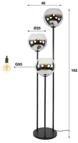 Zwarte Vloerlamp Met Rookglas
