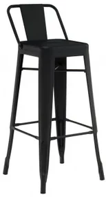 Lix Hoge Kruk 75 Cm Met Rugleuning In Mat Staal Zwart - Sklum