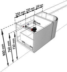 Mondiaz Kurve 75cm badmeubel ronding rechts walnut met 1 lade en deur en wastafel grunne kraangat links urban