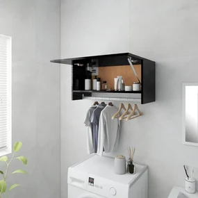 vidaXL Kledingkast 70x32,5x35 cm spaanplaat hoogglans zwart
