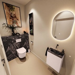 Mondiaz Ture DLux toiletmeubel 40cm rosee met wastafel lava midden zonder kraangat