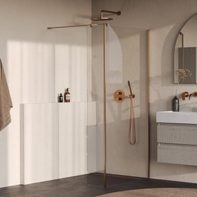 Brauer Oblivion inloopdouche helder glas 100cm met 30cm zijwand koper geborsteld PVD