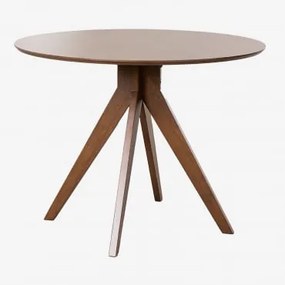Ronde Eettafel Ø100 Cm Van Sekiz-hout Donker Hout - Sklum