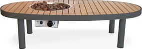 Happy Cocooning Riviera vuurtafel ovaal 140x74xH34 cm Smokey Anthracite