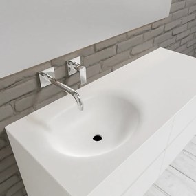 Zaro Sevilla Solid Surface badmeubel 120cm mat wit zonder kraangat spoelbak links 4 lades