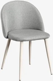 Kana Gestoffeerde Eetkamerstoel En Staal Beige – Crème & Linnen Grijs – Beton & Linnen - Sklum