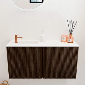 Mondiaz Joya 80cm toiletmeubel walnut met wastafel faye links 1 kraangat talc