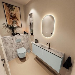 MONDIAZ TURE-DLUX 120cm toiletmeubel Greey. EDEN wastafel Glace positie midden. Met 1 kraangat. TUREDX120GREM1GLA