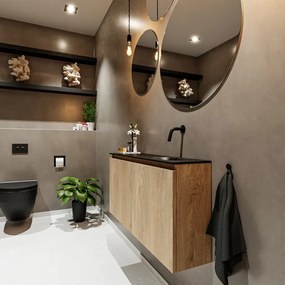 Mondiaz Ture 100cm toiletmeubel washed oak met wastafel urban rechts geen kraangat